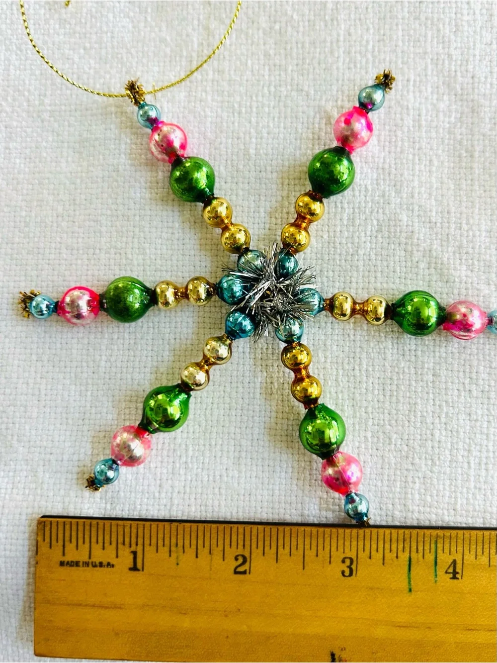 Vintage repurposed mercury, glass bead flowers holiday Christmas ornaments